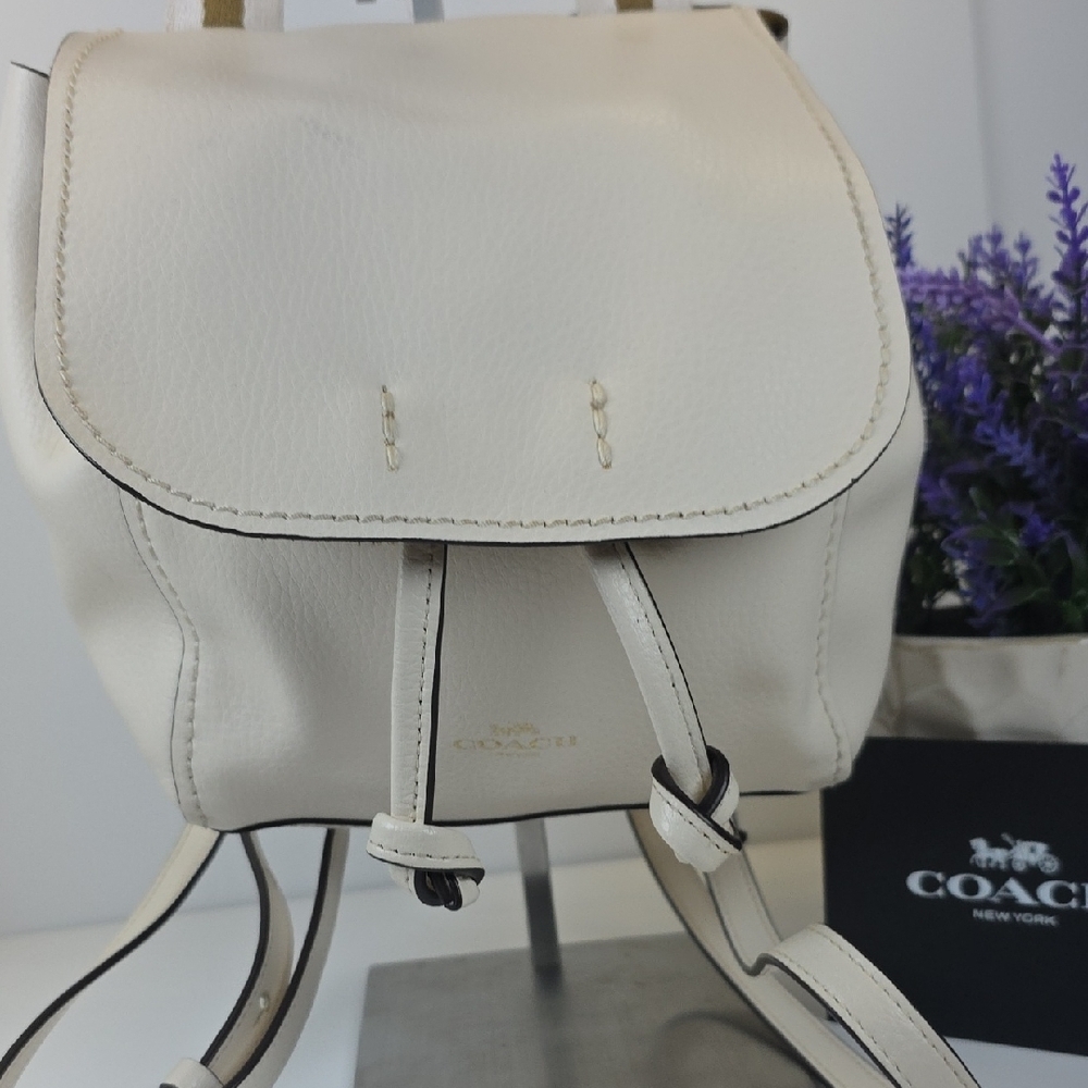 Coach Derby Ivory White‎ Leather Backpack Crossbody Shoulder Bag - Picture 6 of 16